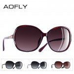 AOFLY BRAND DESIGN Classic Polarized Sunglasses Women Oversized Frame Gradient Lens Rhinestone Sunglasses A102