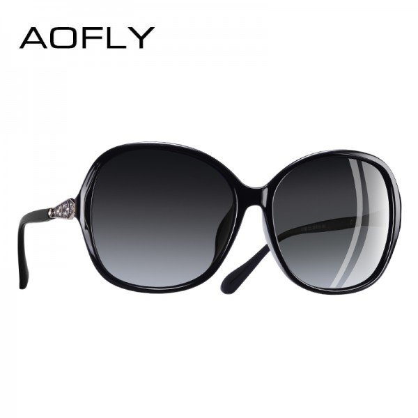 AOFLY BRAND DESIGN Classic Polarized Sunglasses Women Oversized Frame Gradient Lens Rhinestone Sunglasses A102