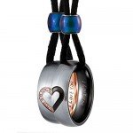 Aienid Stainless Steel Necklaces for Couples Heart Matching Rings for Men and Women Pendant Rope CZ