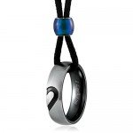 Aienid Stainless Steel Necklaces for Couples Heart Matching Rings for Men and Women Pendant Rope CZ