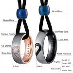 Aienid Stainless Steel Necklaces for Couples Heart Matching Rings for Men and Women Pendant Rope CZ