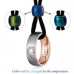Aienid Stainless Steel Necklaces for Couples Heart Matching Rings for Men and Women Pendant Rope CZ