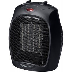 Basics 1500 Watt Ceramic Space Heater with Adjustable Thermostat - Black