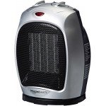 Basics 1500 Watt Oscillating Ceramic Space Heater with Adjustable Thermostat - Silver