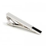 Anfly Onyx Tie Clips Tie Bar Pin Rhodium Plating Fashion Necktie Tie Clip Bar Wedding Business Gifts with Elegant Box