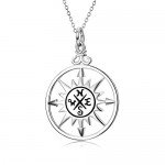 Angel caller Sterling Silver Vintage Nautical Compass Pendant Necklace for Unisex,18" Rolo Chain,Enjoy The Journey,Pendant for Travel, Long Distance, Graduation Gift,