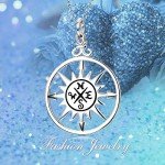 Angel caller Sterling Silver Vintage Nautical Compass Pendant Necklace for Unisex,18" Rolo Chain,Enjoy The Journey,Pendant for Travel, Long Distance, Graduation Gift,