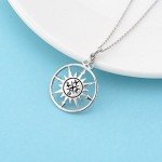 Angel caller Sterling Silver Vintage Nautical Compass Pendant Necklace for Unisex,18" Rolo Chain,Enjoy The Journey,Pendant for Travel, Long Distance, Graduation Gift,