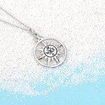 Angel caller Sterling Silver Vintage Nautical Compass Pendant Necklace for Unisex,18" Rolo Chain,Enjoy The Journey,Pendant for Travel, Long Distance, Graduation Gift,