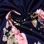 [BYSIFA] Navy Blue Chinese Roses Large Square Scarves New Female Elegant Large Silk Scarf Fashion Ladies Accessories 90*90cm