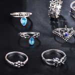 Beagloer Crystal Ring With 13Pcs/Set For Women Silver Color Flower Horse Bohemian Punk Female Ring Set Jewelry Anillos