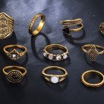 Beagloer Crystal Ring With 13Pcs/Set For Women Silver Color Flower Horse Bohemian Punk Female Ring Set Jewelry Anillos