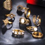 Beagloer Crystal Ring With 13Pcs/Set For Women Silver Color Flower Horse Bohemian Punk Female Ring Set Jewelry Anillos