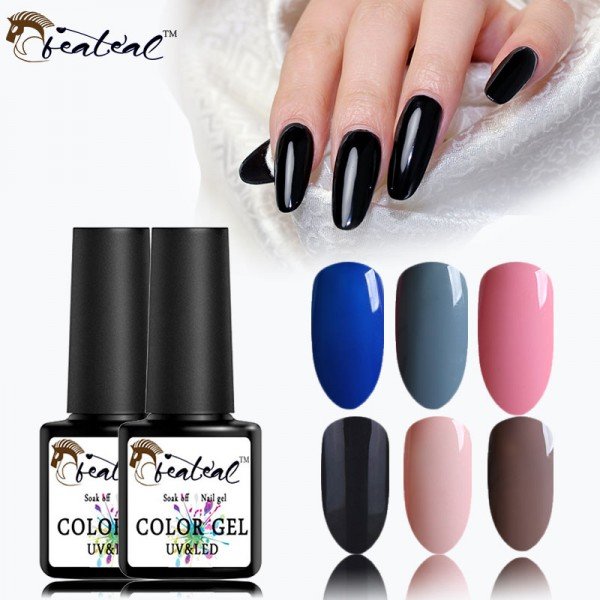 Beateal 8ML Organic Color Nail Gel Varnish Soak Off Hybrid Gel Polish UV LED Base Top Coat Long Lasting DIY Nail Art Tip Lacquer