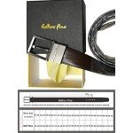 Beltox Fine Men's Dress Belt Leather Reversible 1.25" Wide Rotated Buckle Gift Box