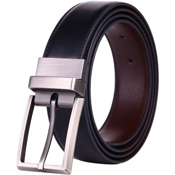 Beltox Fine Men's Dress Belt Leather Reversible 1.25" Wide Rotated Buckle Gift Box