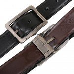 Beltox Fine Men's Dress Belt Leather Reversible 1.25" Wide Rotated Buckle Gift Box