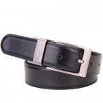 Beltox Fine Men's Dress Belt Leather Reversible 1.25" Wide Rotated Buckle Gift Box