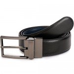 Beltox Fine Men's Dress Belt Leather Reversible 1.25" Wide Rotated Buckle Gift Box