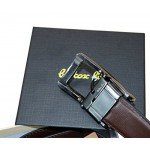 Beltox Fine Men's Dress Belt Leather Reversible 1.25" Wide Rotated Buckle Gift Box