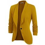Beyove Women's 3/4 Ruched Sleeve Open Front Lightweight Work Office Blazer Jacket