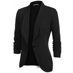 Beyove Women's 3/4 Ruched Sleeve Open Front Lightweight Work Office Blazer Jacket