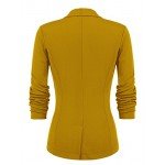 Beyove Women's 3/4 Ruched Sleeve Open Front Lightweight Work Office Blazer Jacket