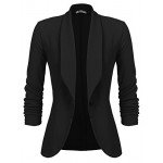 Beyove Women's 3/4 Ruched Sleeve Open Front Lightweight Work Office Blazer Jacket