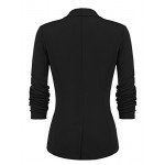 Beyove Women's 3/4 Ruched Sleeve Open Front Lightweight Work Office Blazer Jacket