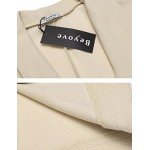 Beyove Women's 3/4 Ruched Sleeve Open Front Lightweight Work Office Blazer Jacket