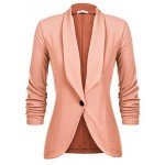 Beyove Women's 3/4 Ruched Sleeve Open Front Lightweight Work Office Blazer Jacket