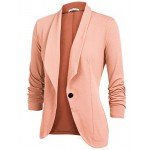 Beyove Women's 3/4 Ruched Sleeve Open Front Lightweight Work Office Blazer Jacket