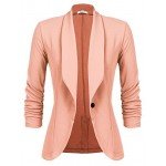 Beyove Women's 3/4 Ruched Sleeve Open Front Lightweight Work Office Blazer Jacket