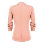 Beyove Women's 3/4 Ruched Sleeve Open Front Lightweight Work Office Blazer Jacket