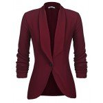 Beyove Women's 3/4 Ruched Sleeve Open Front Lightweight Work Office Blazer Jacket