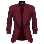Beyove Women's 3/4 Ruched Sleeve Open Front Lightweight Work Office Blazer Jacket