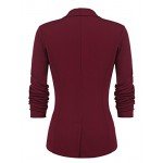 Beyove Women's 3/4 Ruched Sleeve Open Front Lightweight Work Office Blazer Jacket