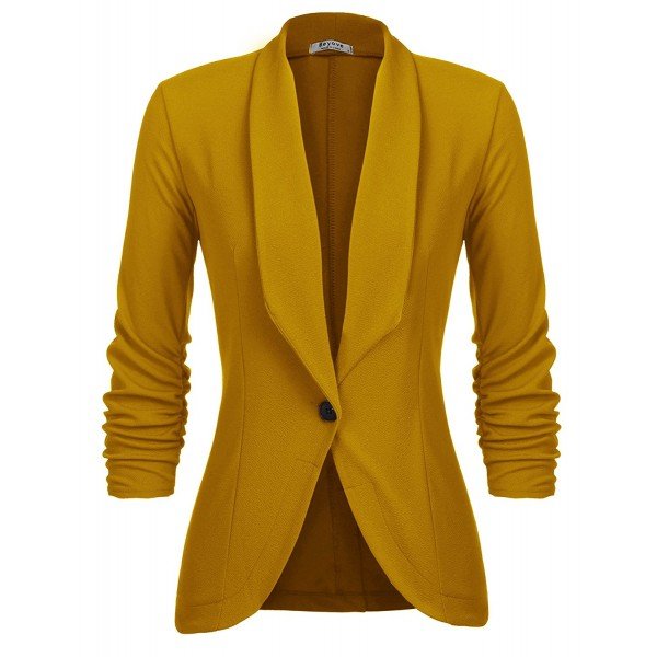 Beyove Women's 3/4 Ruched Sleeve Open Front Lightweight Work Office Blazer Jacket