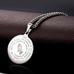 Bible Verse Prayer Necklace Free Chain Christian Jewelry Stainless Steel Praying Hands Coin Medal Pendant