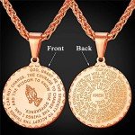 Bible Verse Prayer Necklace Free Chain Christian Jewelry Stainless Steel Praying Hands Coin Medal Pendant
