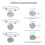 Birthday Gifts for Women Girls - 3PCS Stainless Steel Inspirational Charm Bracelets Jewelry Set Motivational Expendable Bangles Anniversary Gift Ideas (Silver-3PCS)