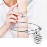 Birthday Gifts for Women Girls - 3PCS Stainless Steel Inspirational Charm Bracelets Jewelry Set Motivational Expendable Bangles Anniversary Gift Ideas (Silver-3PCS)