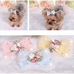 Bling Rhinestone Luxury Pet Puppy dog cat Hairpin hair bows tie dog lace Hair Clips Pet Dog Grooming Pet hair accessories Pack Of 2