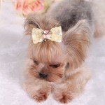 Bling Rhinestone Luxury Pet Puppy dog cat Hairpin hair bows tie dog lace Hair Clips Pet Dog Grooming Pet hair accessories Pack Of 2
