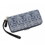 Bohemian Purse Wallet Canvas Elephant Pattern Handbag with Coin Pocket and Strap