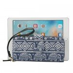 Bohemian Purse Wallet Canvas Elephant Pattern Handbag with Coin Pocket and Strap