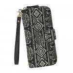 Bohemian Purse Wallet Canvas Elephant Pattern Handbag with Coin Pocket and Strap