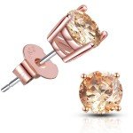 Brilliant Cut CZ stud earrings – 18K Gold Plated Stud Earrings For Women Men Ear Piercing Earrings Cubic Zirconia Inlaid,4-7 mm Available