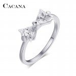 CACANA Cubic Zirconia Rings For Women Tied Bow Type Trendy Fashion Zinc Alloy Rings Jewelry Bijouterie Wholesale NO.R505