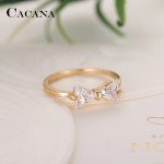 CACANA Cubic Zirconia Rings For Women Tied Bow Type Trendy Fashion Zinc Alloy Rings Jewelry Bijouterie Wholesale NO.R505